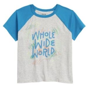 Open Edit Boxy Graphic Tee Grey Whole Wide World Organic Cotton Baseball 9 Month